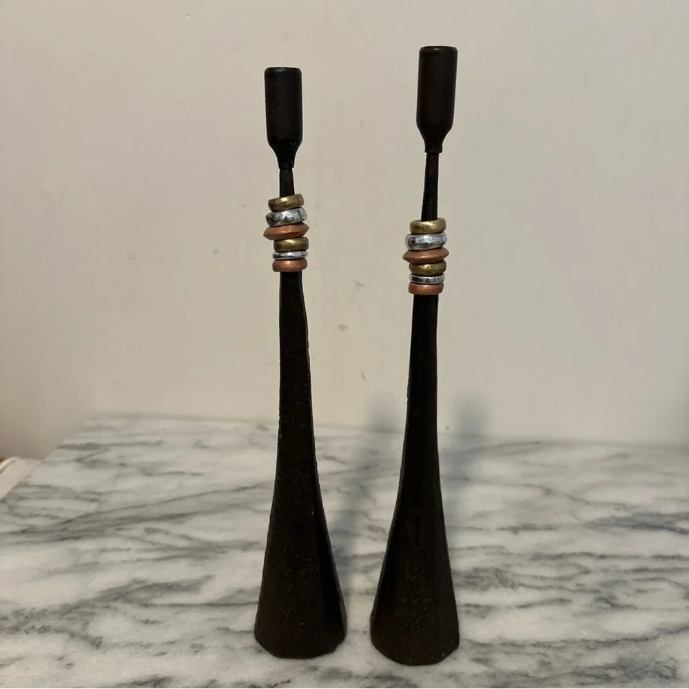 Luis Marques Handmade Modern Minimalist Style Iron W/ Metal Rings Candlestick